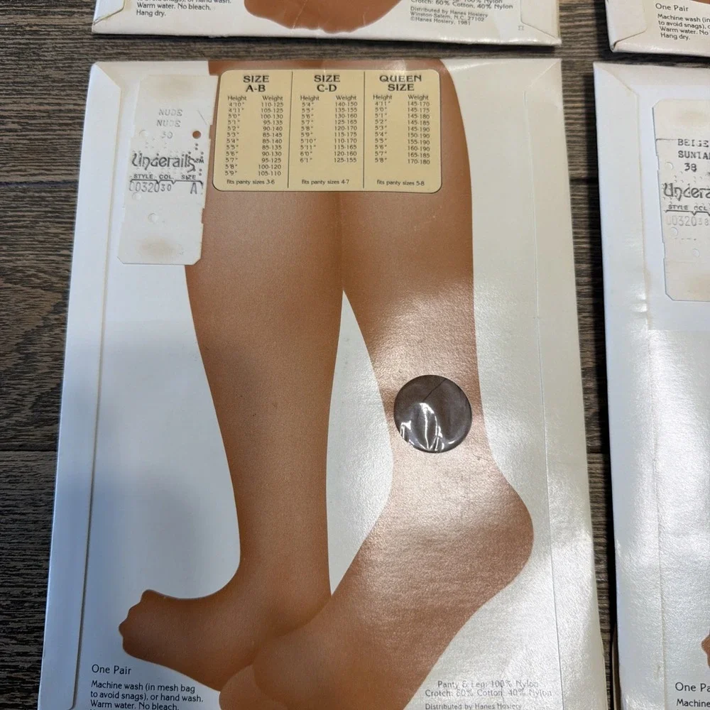 (4) VTG Underalls Pantyhose & Panties Nude Brief (3) (1)Suntan legs Dead Stock